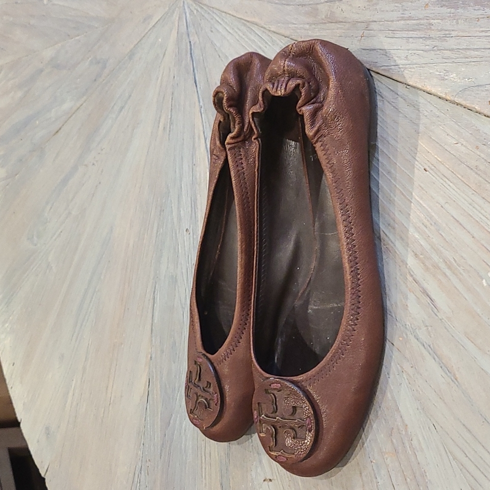 Tory Burch brown leather ballet flats - Picture 4 of 8
